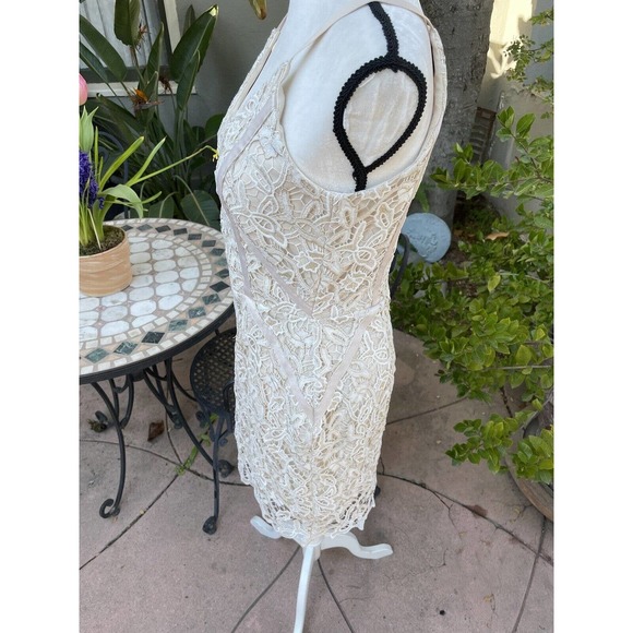 NWT ASTR The Label Womens Sheath Lurex Ivory Lace Dress Lined Spaghetti Straps S - Picture 6 of 8